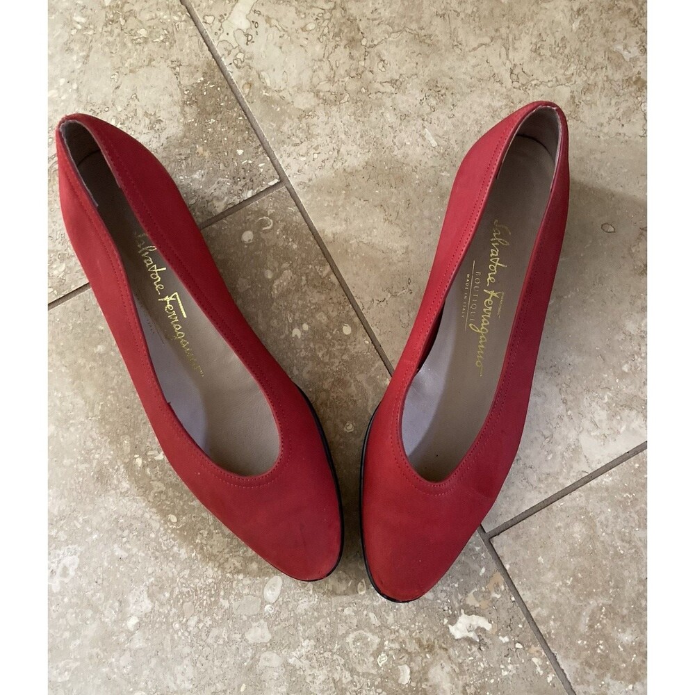Salvatore Ferragamo Womens Shoe Ballet Flat Red Crimson L@@K ! Size 7-AAAA